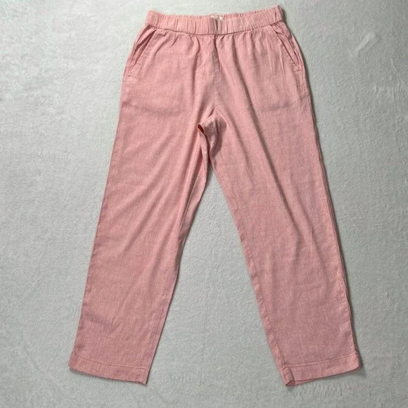 Lou & Grey Crosshatch Soft Stretch Linen Blend Pants Womens M - Picture 2 of 13